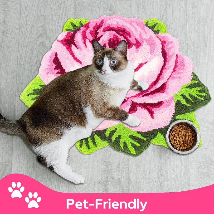 Feblilac Pink Flower Tufted Bath Mat - view 2