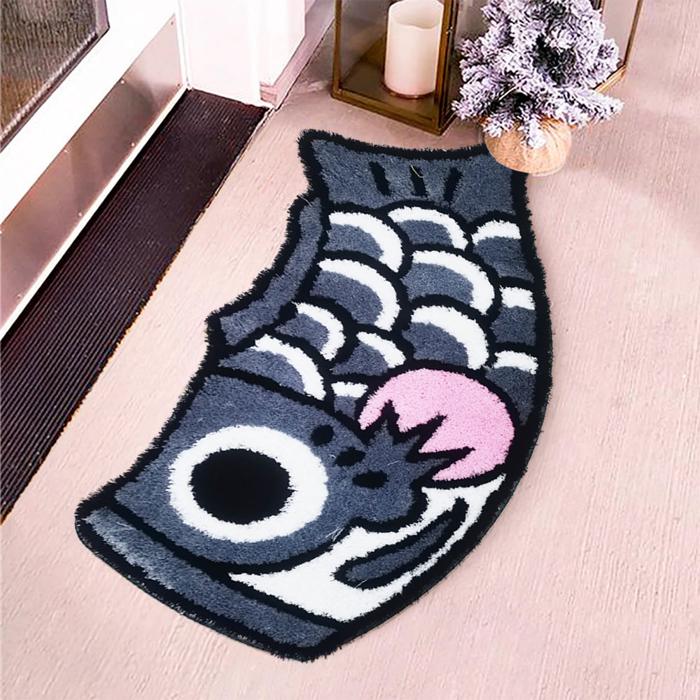 Feblilac Cute Silver and Pink Koi Fish Bath Mat