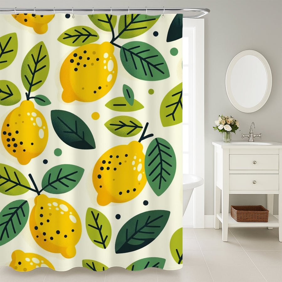 Feblilac Lemon Leaves Shower Curtain - view 3