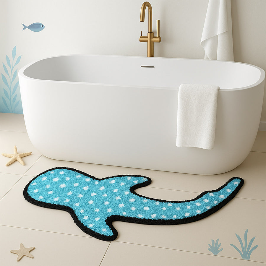 Feblilac Blue Whale Shark Tufted Bath Mat - view 3
