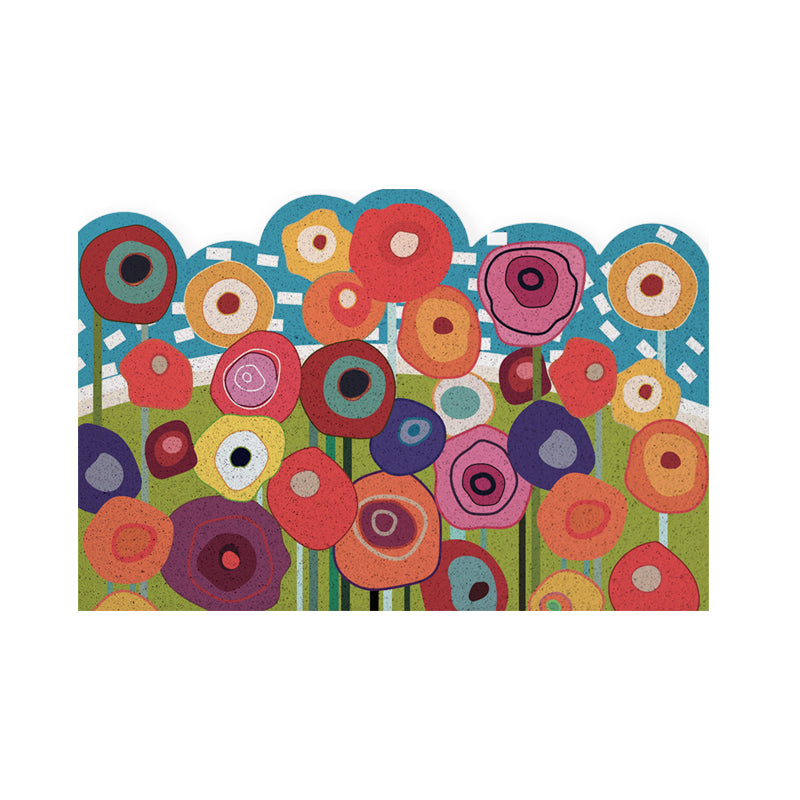 Feblilac Irregular Colorful Flowers PVC Coil Door Mat