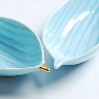 Feblilac Leaf-Shaped Ceramic Small Dish Saucer Dinnerware