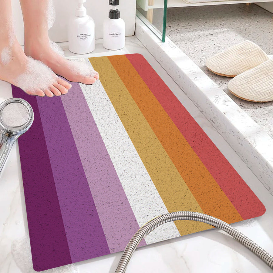 Feblilac Purple and Red LGBT Flag PVC Coil Bathtub Mat and Shower Mat - view 3