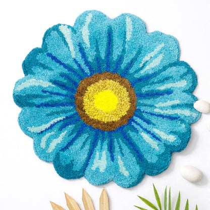 Feblilac Blue Flowers Tufted Bath Mat