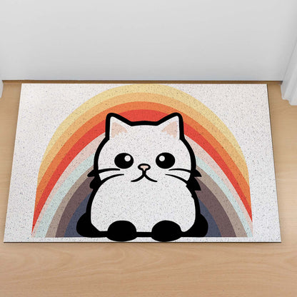 Feblilac Semicircular Rainbow Cat PVC Coil Door Mat