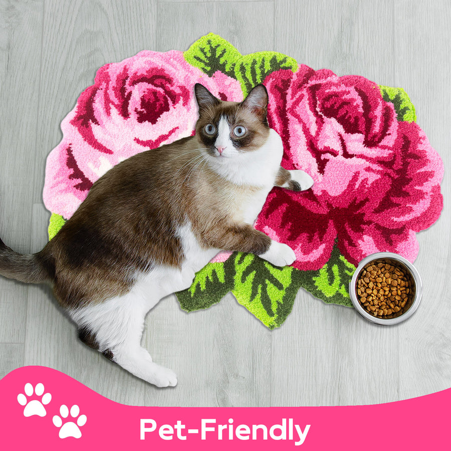 Feblilac 2 Pink Flowers Tufted Bath Mat - view 3