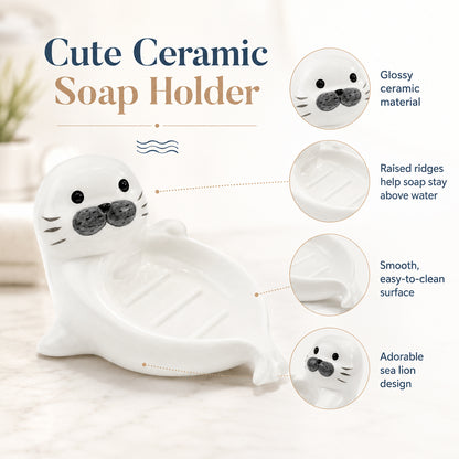 Feblilac Sea Lion Ceramic Soap Holder