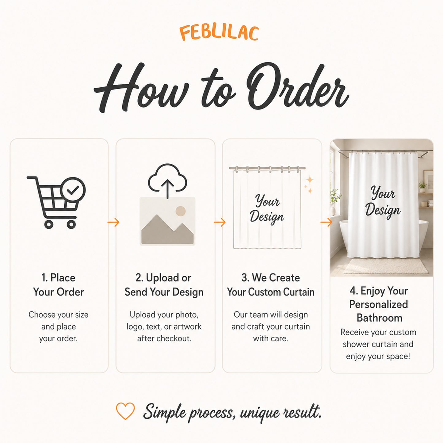 Feblilac Custom Shower Curtain with Your Photo, Text, Logo or Artwork