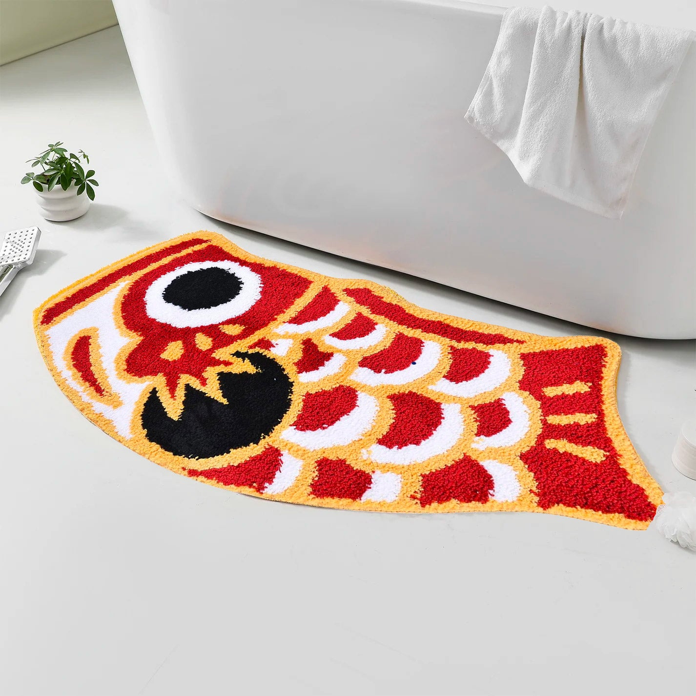Feblilac Cute Red Koi Fish Long Runner Mat, Extra Big Bedroom Mat, 64x120cm / 25x47 Inches