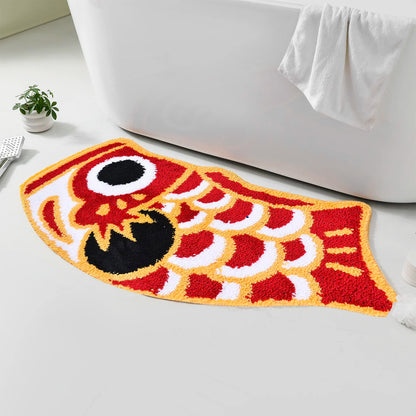 Feblilac Cute Red Koi Fish Long Runner Mat, Extra Big Bedroom Mat, 64x120cm / 25x47 Inches