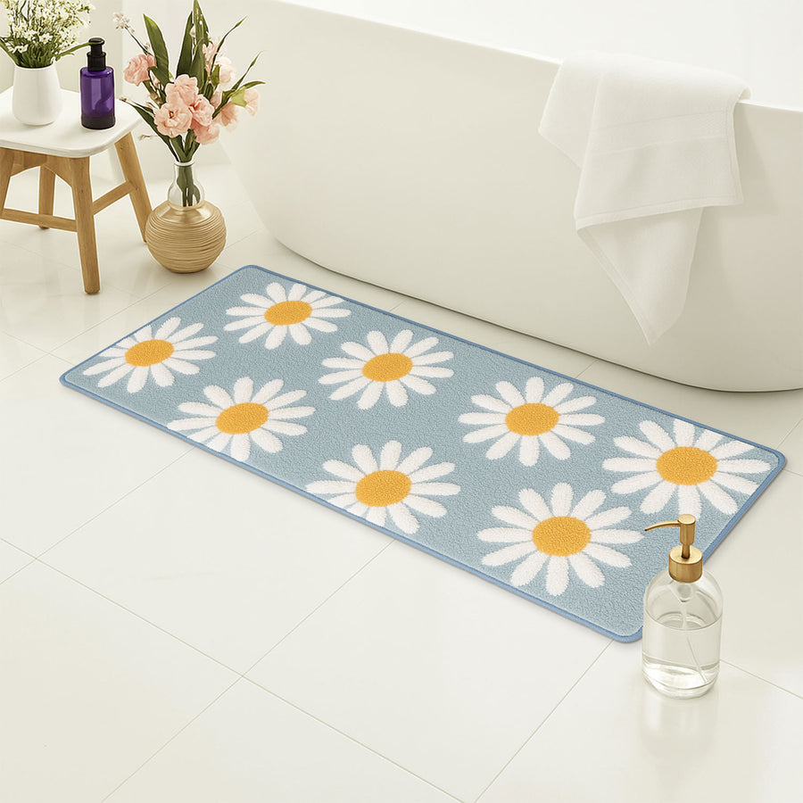 Feblilac Sky Blue Daisy Runner Mat for Bedroom Mom‘s Day Gift - view 4