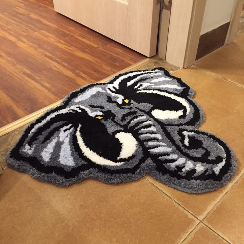 Feblilac Cute Elephant Tufted Bath Mat