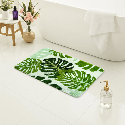 Feblilac Green Monsters Leaves Bathroom Rug