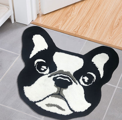 Feblilac Cute Dog Head Tufted Bath Mat
