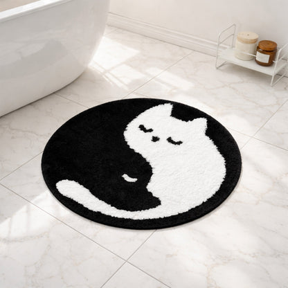 Feblilac Cat Dog Tai Chi Tufted Bath Mat