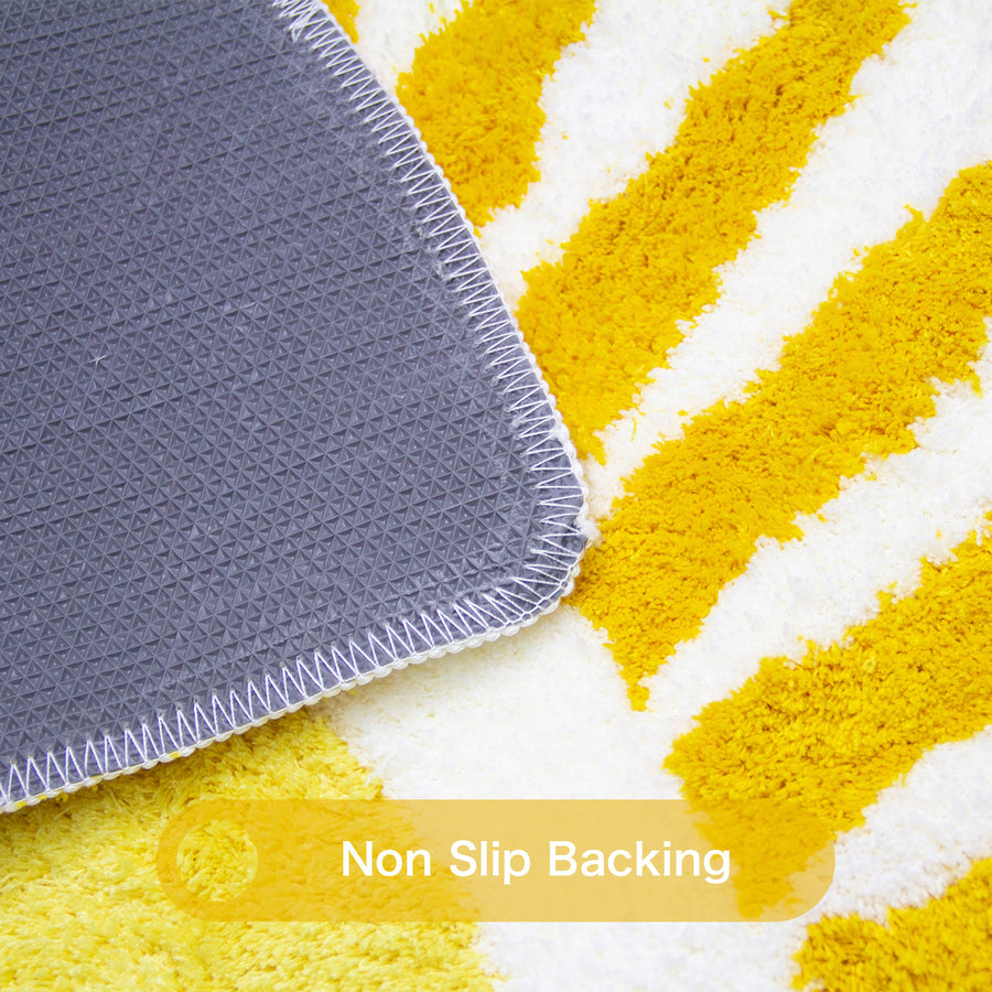 Feblilac U-Shape Sunshine Toilet Mat, Semicircle Sun Bath Mat, Yellow Soft Bathroom Rug - view 4