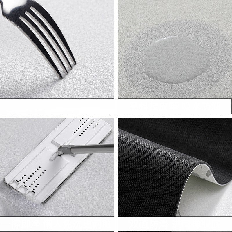 Feblilac White Geometric patterns PVC Leather Kitchen Mat