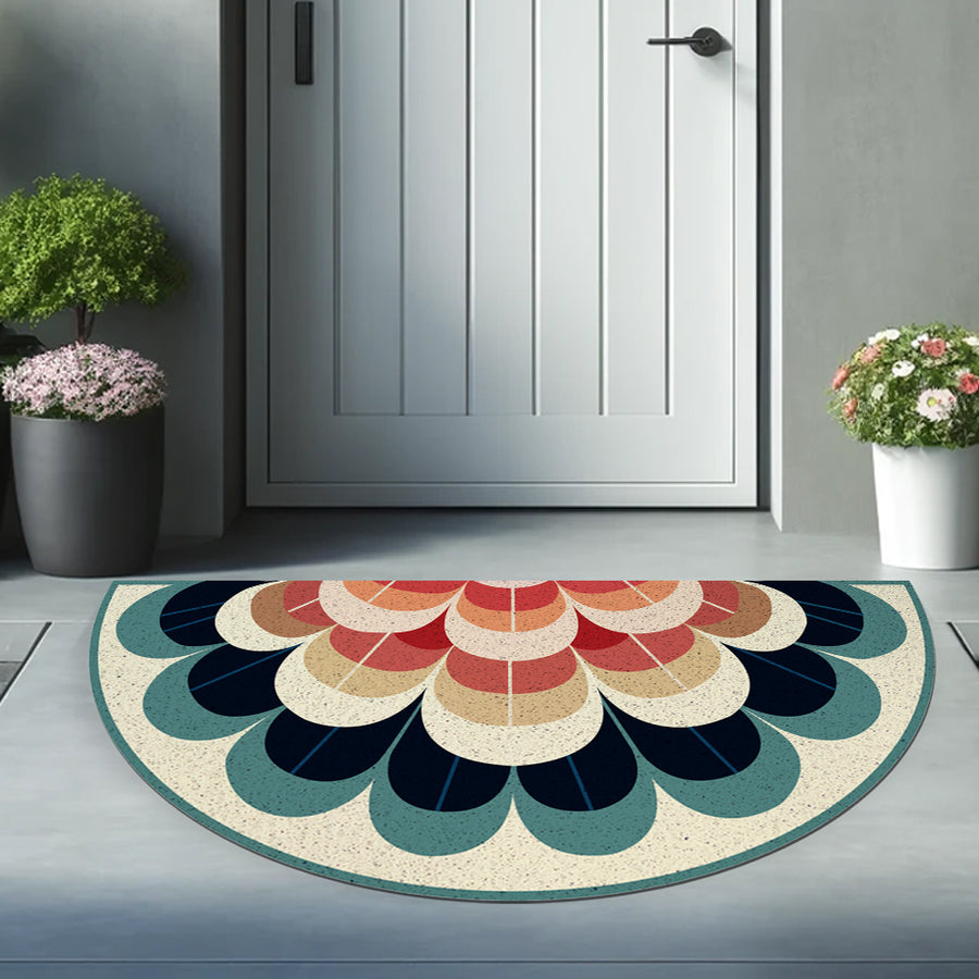 Feblilac Peacock Semicircle Pattern PVC Coil Door Mat - view 3