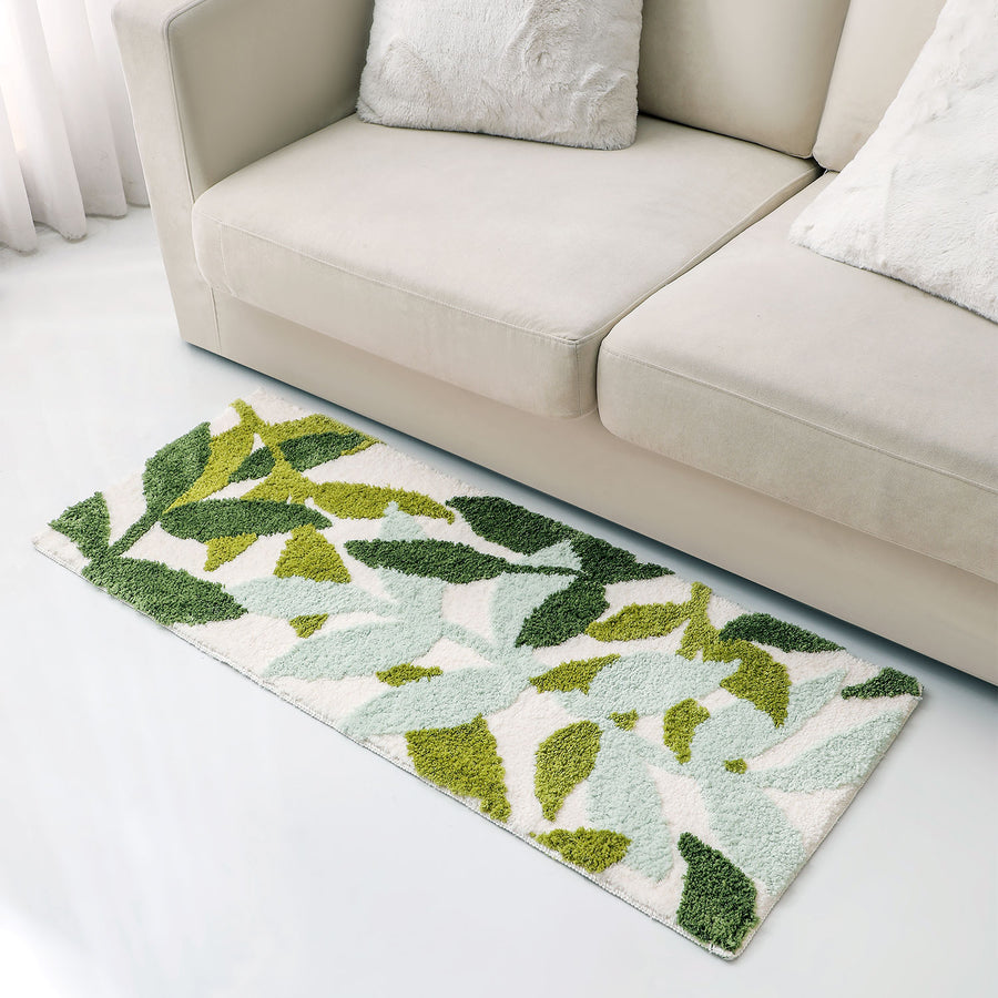 Feblilac Green Leaf Bathroom Rug – Non-Slip Absorbent Bath Mat for Modern Home Décor - view 3