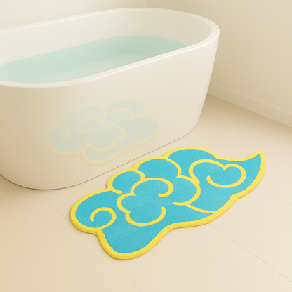 Yellow Blue Luck Cloud Bath Mat