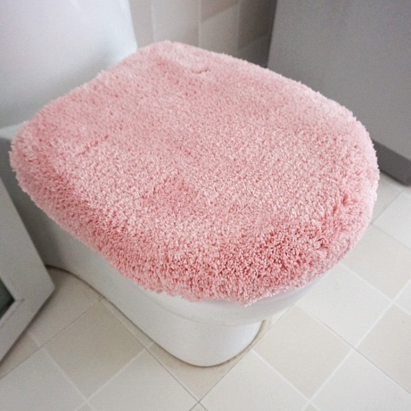 Feblilac Solid Color Toilet Mat Lid Cover Shell U-Shaped Toilet Floor Mat, Non-Slip Pedestal Mat - view 3