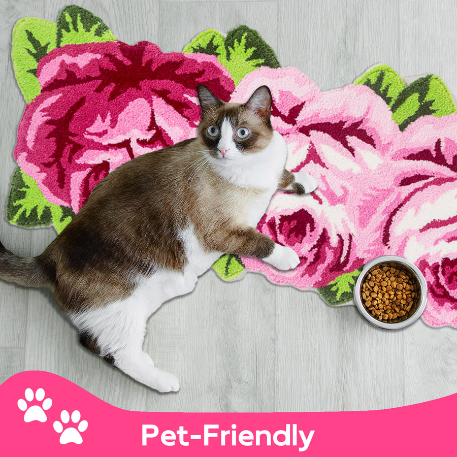 Feblilac 4 Pink Flowers Tufted Bath Mat - view 3