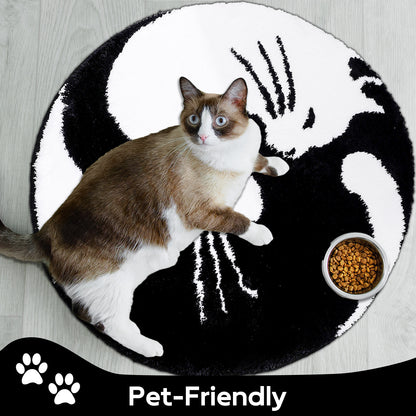 Cute Black and White Cats Bath Mat 31"x31", 80cmx80cm