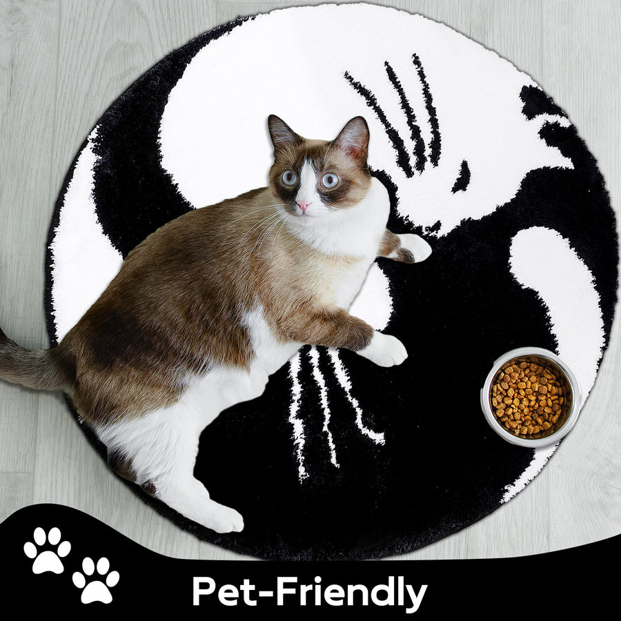 Cute Black and White Cats Bath Mat 31"x31", 80cmx80cm - view 3