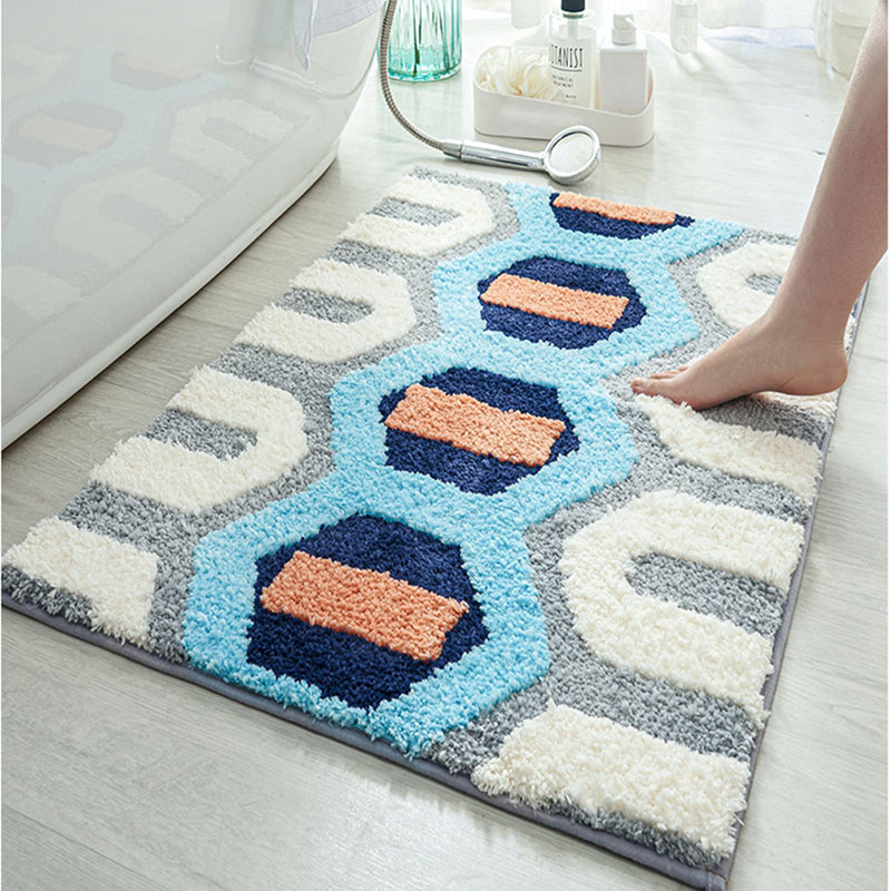 Feblilac Blue Abstract pattern Bath Mat