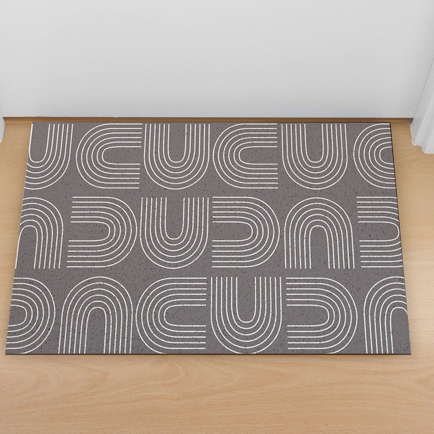 Feblilac Grey U Shaped Pattern PVC Coil Door Mat