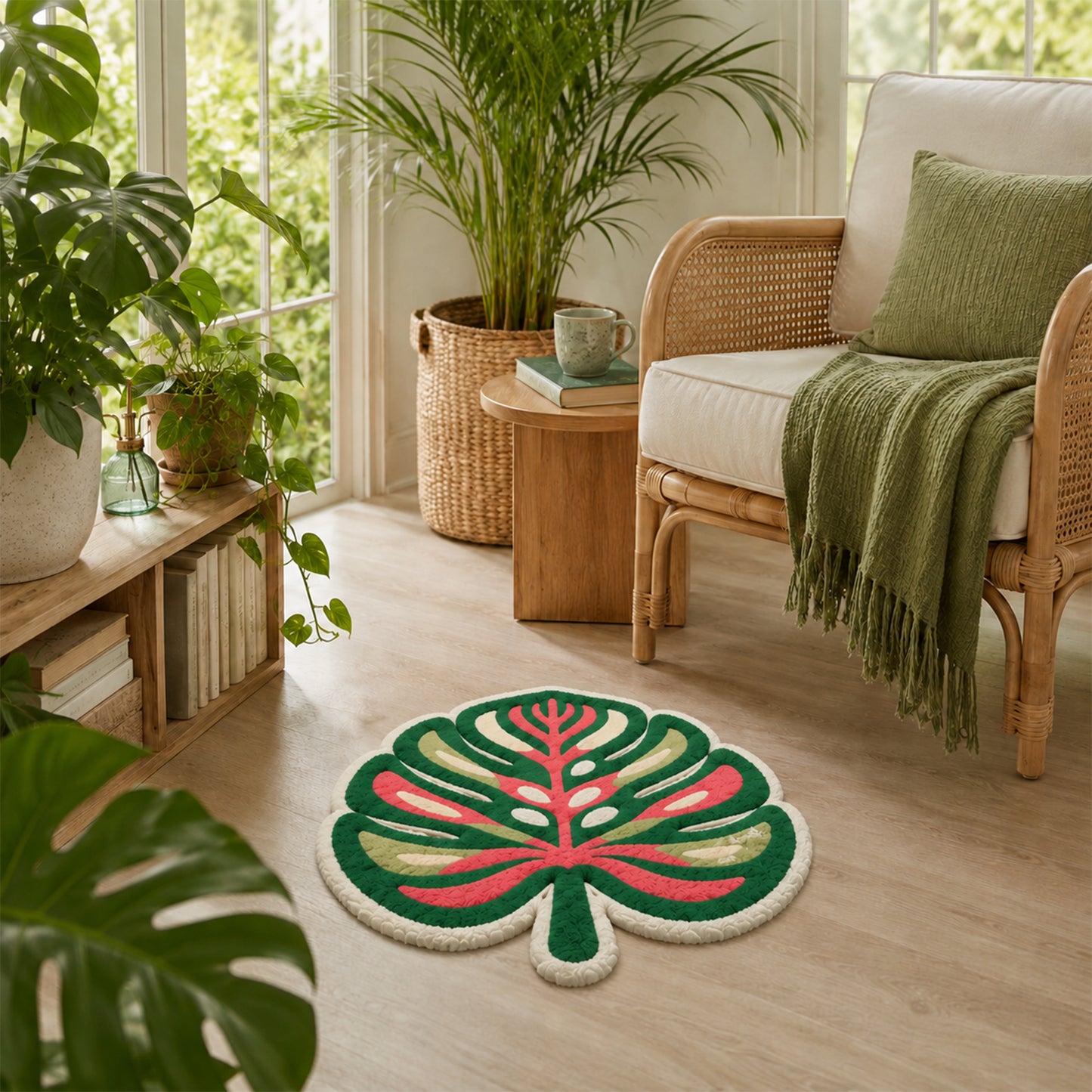 Feblilac Tropical Leaf Tufted Rug