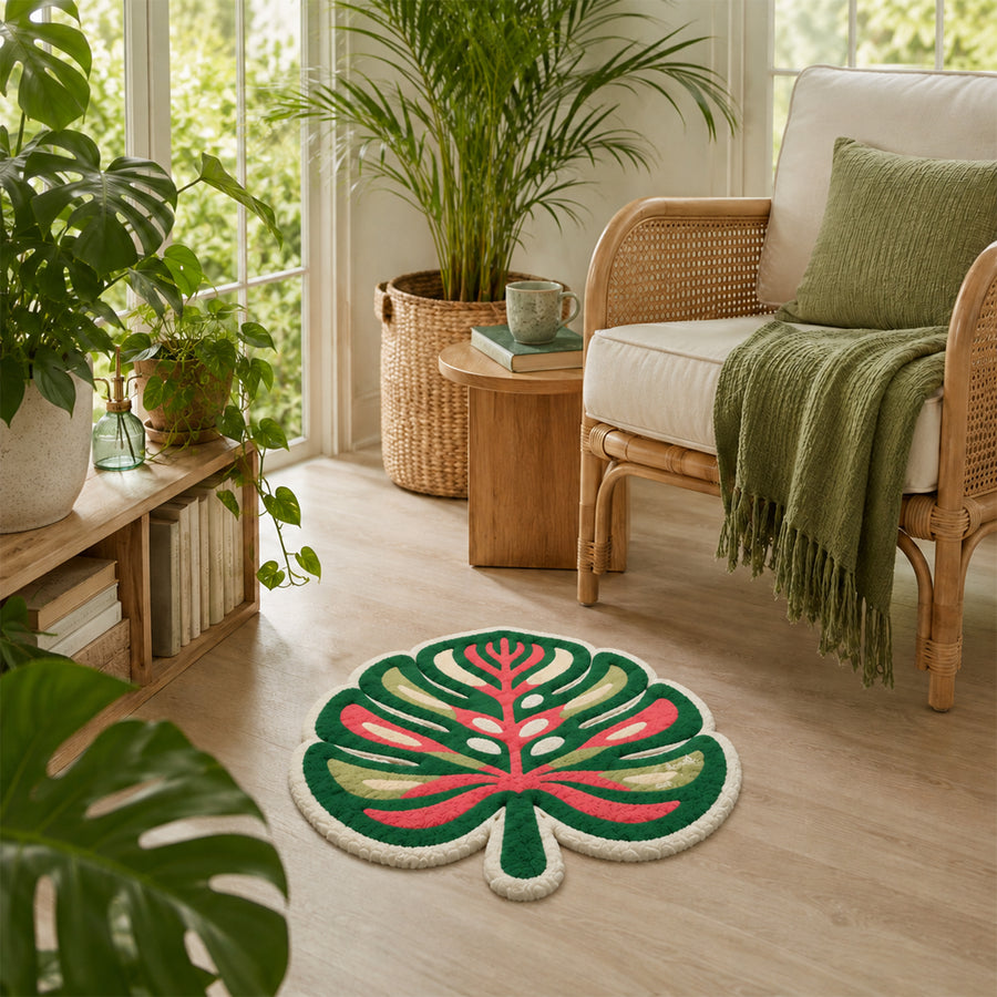 Feblilac Tropical Leaf Tufted Rug - view 3