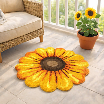 Feblilac Yellow Flowers Tufted Bath Mat