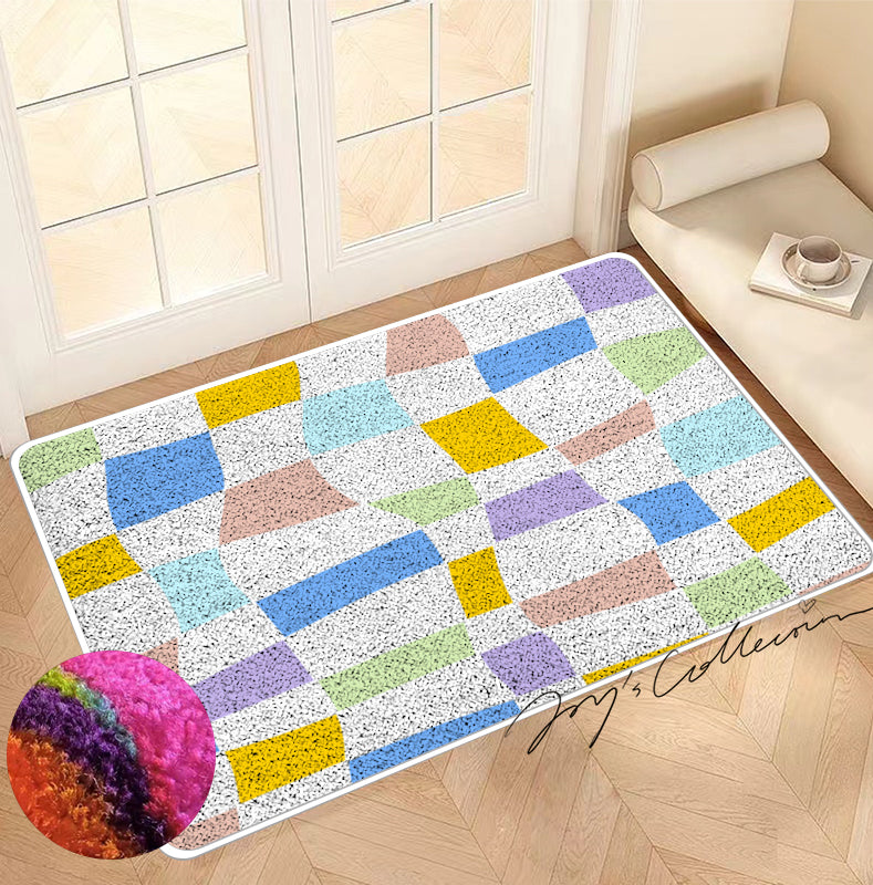 Feblilac Colorful Distorted Square Geometric Nylon Door Mat - view 3