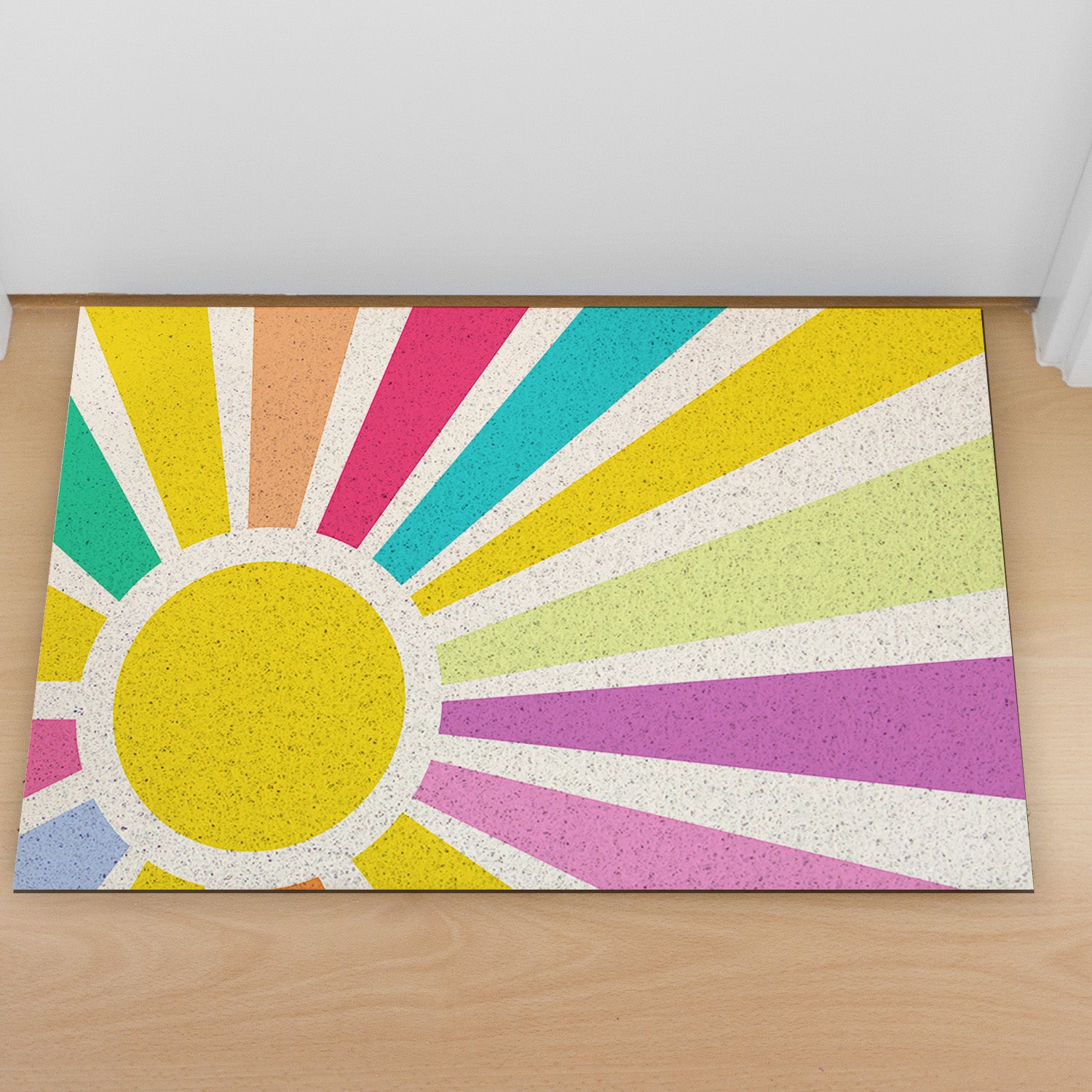 Feblilac Rainbow Sun Rays PVC Coil Door Mat