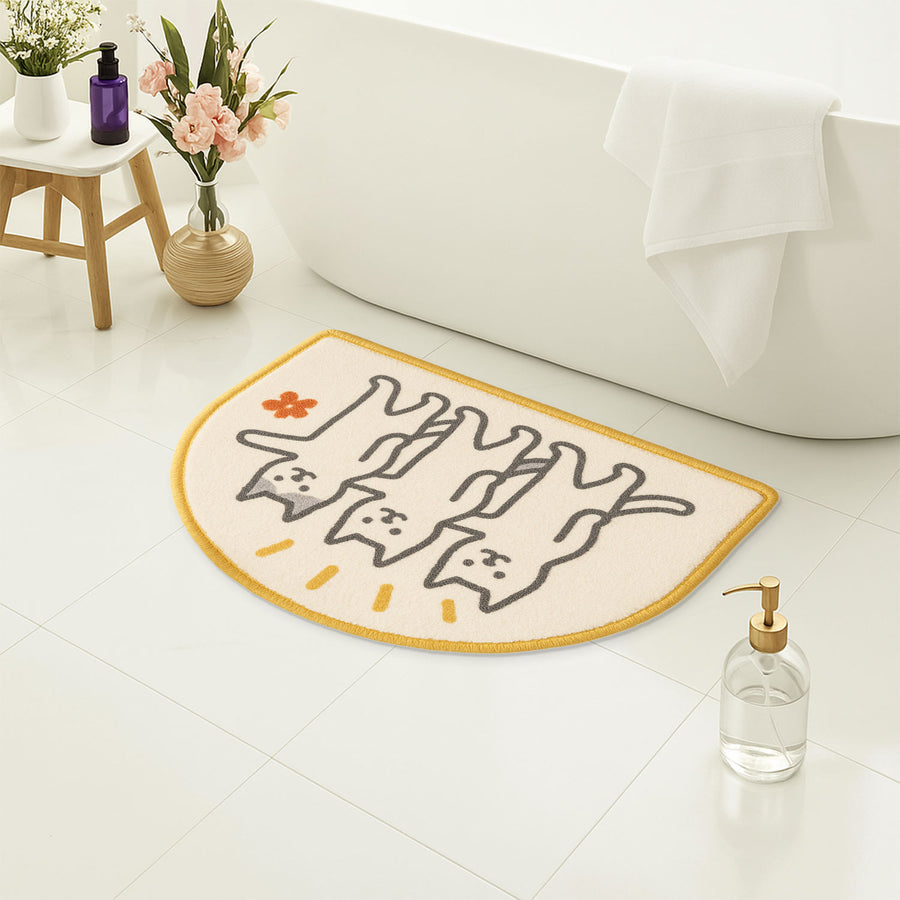 Cute Cat Trio Semi-Circle Bath Mat – Soft & Absorbent Flannel Rug - view 4