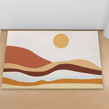 Feblilac Orange Mountains and Rivers Sunrise PVC Coil Door Mat