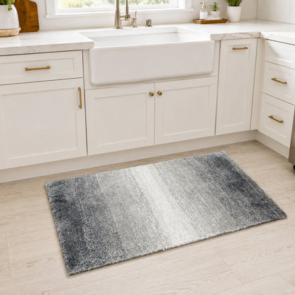 Feblilac Gray Gradient Tufted Bath Rug, Soft Non-Slip Bathroom Mat