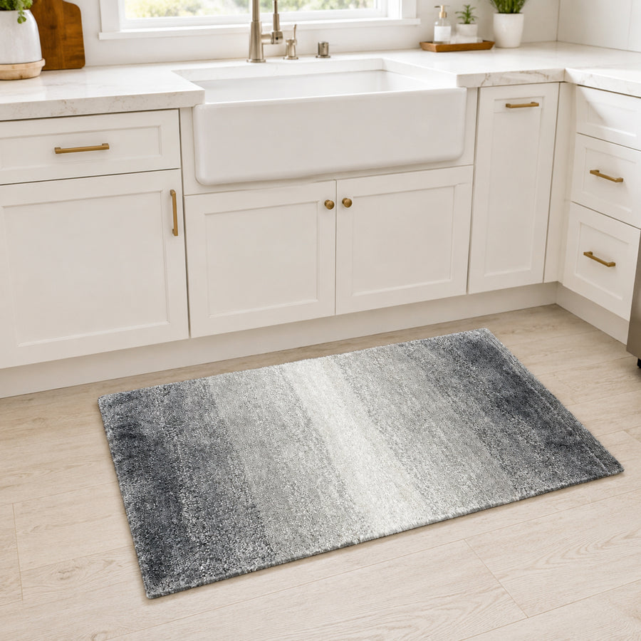 Feblilac Gray Gradient Tufted Bath Rug, Soft Non-Slip Bathroom Mat - view 2