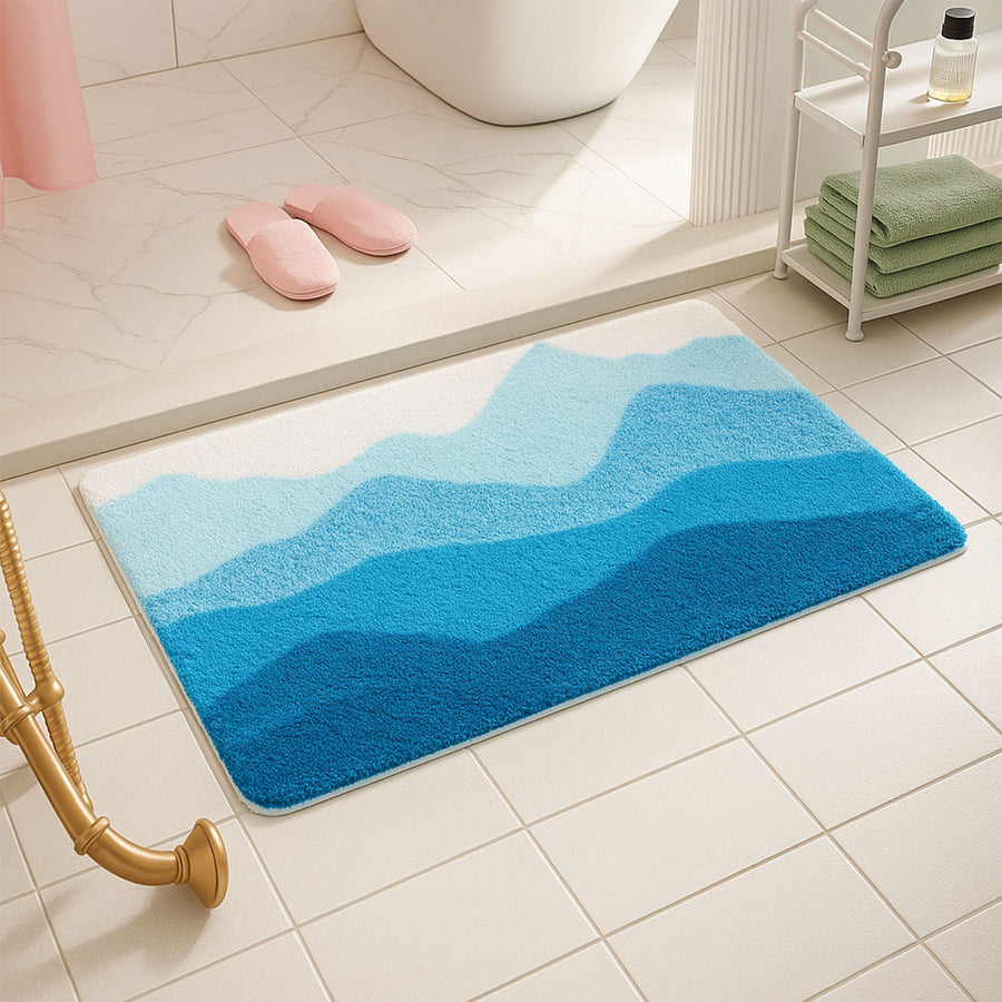 Feblilac Blue Mountain Landscape Bath Mat – Soft, Absorbent & Non-Slip Rug for Bathroom Decor - view 3