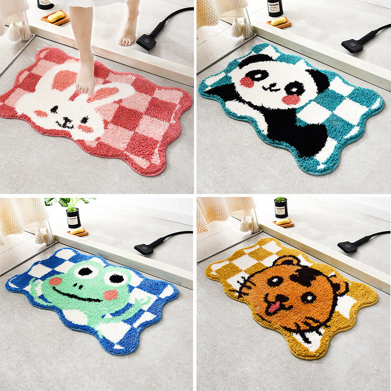 Feblilac Cute Cartoon Animals Tufted Bath Mat