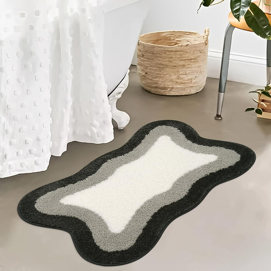 Black Gradient Bath Mats, Rug for Bathroom, Cute Non-Slip Irregular Shape Carpet for Shower Room - view 3
