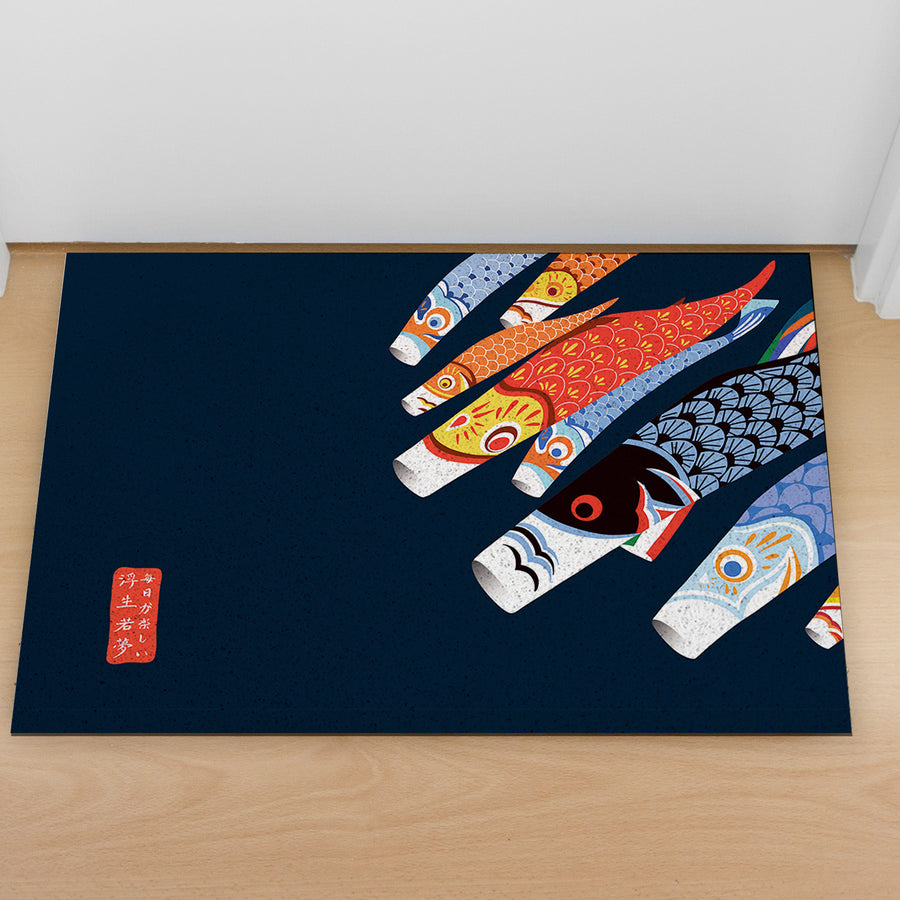 Feblilac Colorful Koi Flags PVC Coil Door Mat - view 3