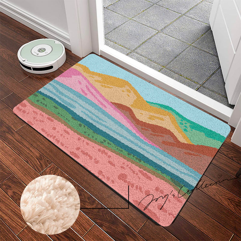 Feblilac Pink Mountains Tufted Bath Mat