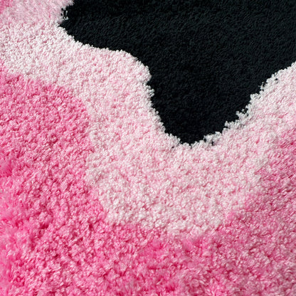 Feblilac Black Pink Wave Bedroom Rug Long Runner, Rug for Bedside Bathroom