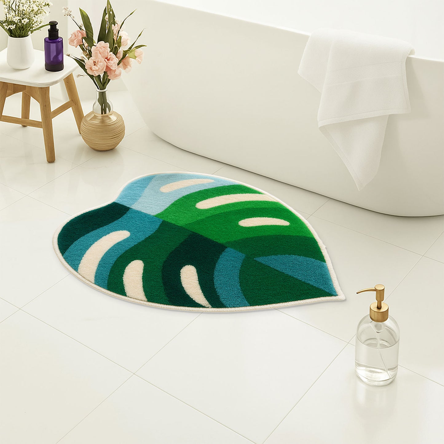 Lovely Green Grey Bathroom Mat