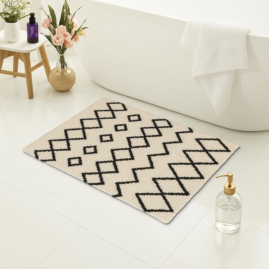 Feblilac Modern Geometric Bohemia Bath Mat, Modern Rug for Bathroom - view 3