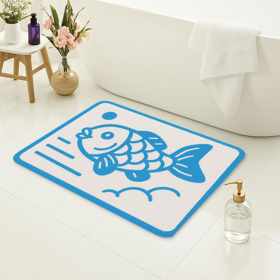 Cute Blue Koi Fish Bath Mat - view 3
