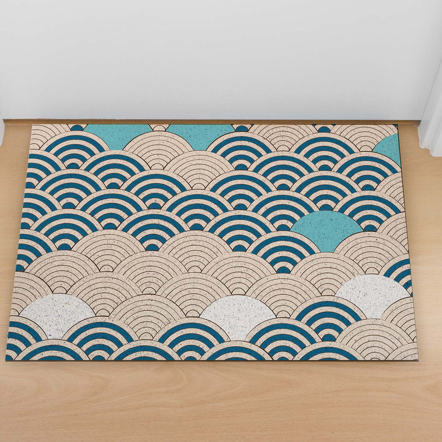 Feblilac Yellow and Blue Waves PVC Coil Door Mat - view 3