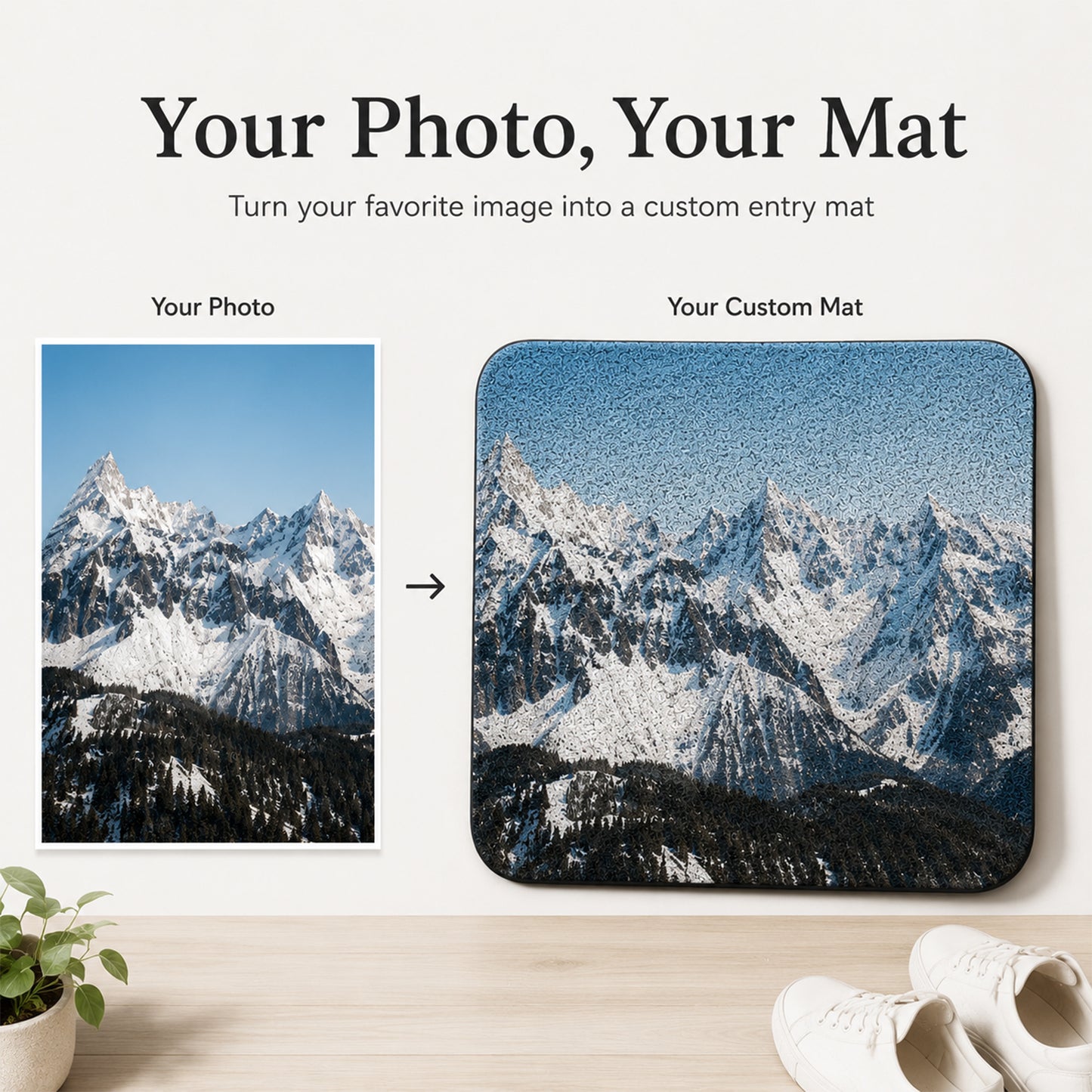 Feblilac Custom Photo Entry Mat, Personalized Loop-Coil Doormat, Non-Slip PVC Welcome Mat